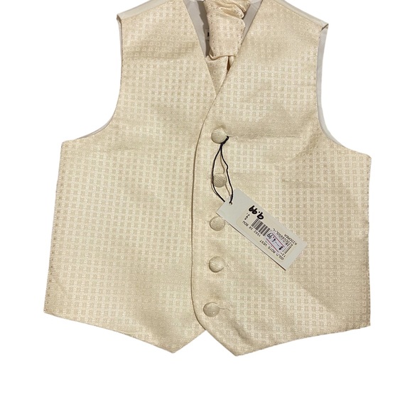 Kids Dream Gold Square Pattern Vest Tie Set Boys and Youth - Picture 1 of 3